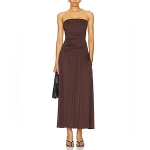 NIA Santal Strapless Dress in Nutshell Brown
